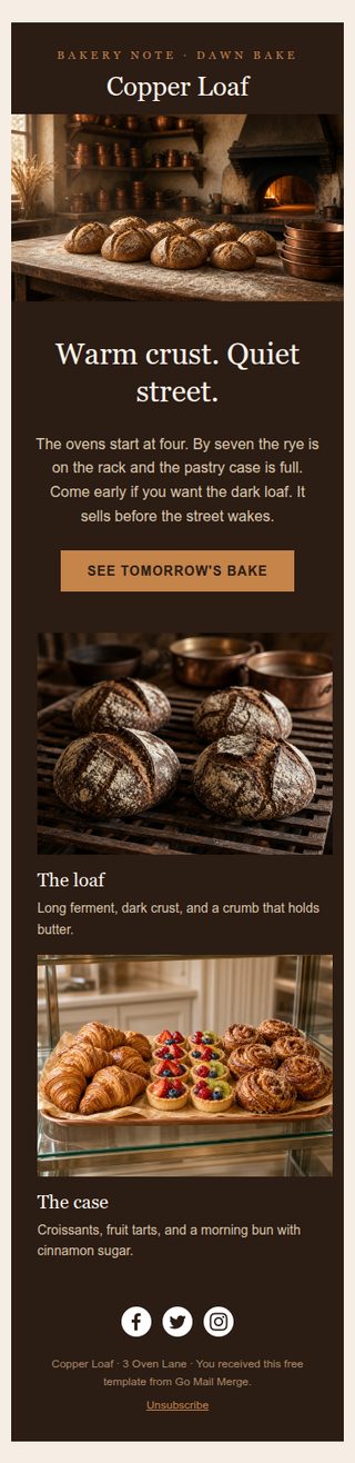 Copper Loaf newsletter template