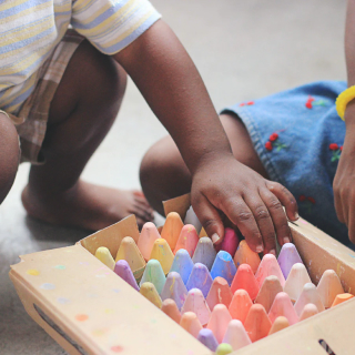 children using chalk