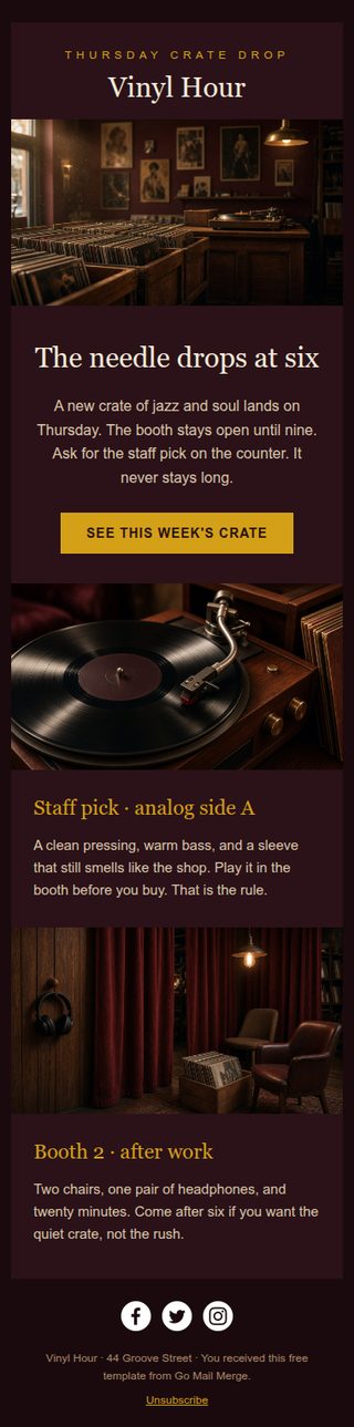 Vinyl Hour newsletter template